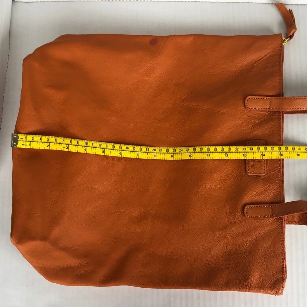Pumpkin Leather Zippered Travel Shopping Tote JM New York